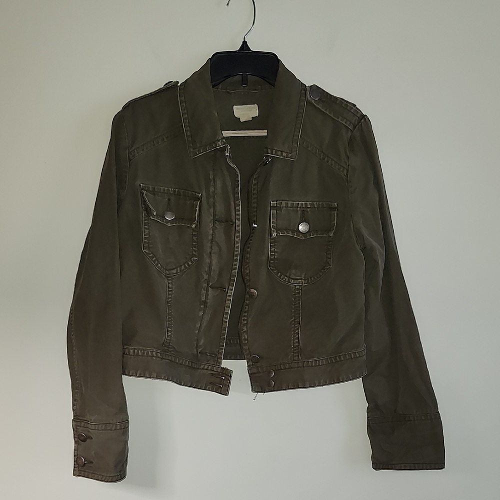 American Eagle Outfitters Olive Khaki Utility Jacket Jean Jacket Cotton Large